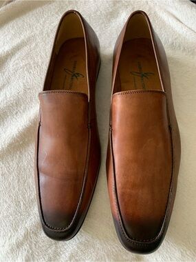 NEW Giorgio Brutini Cognac Brown Burnished Men’s 11 Mick Leather Slip-On Loafers